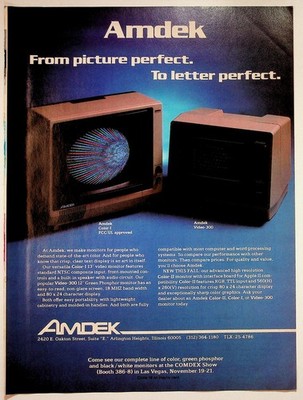 Amdek Vintage Print Advertisement Color-I Video-300 Monitors 1980s