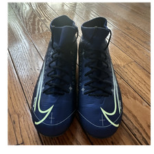 Nike MDS Navy Blue Light Green Graphic Print Mid Top Soccer Cleats Plastic