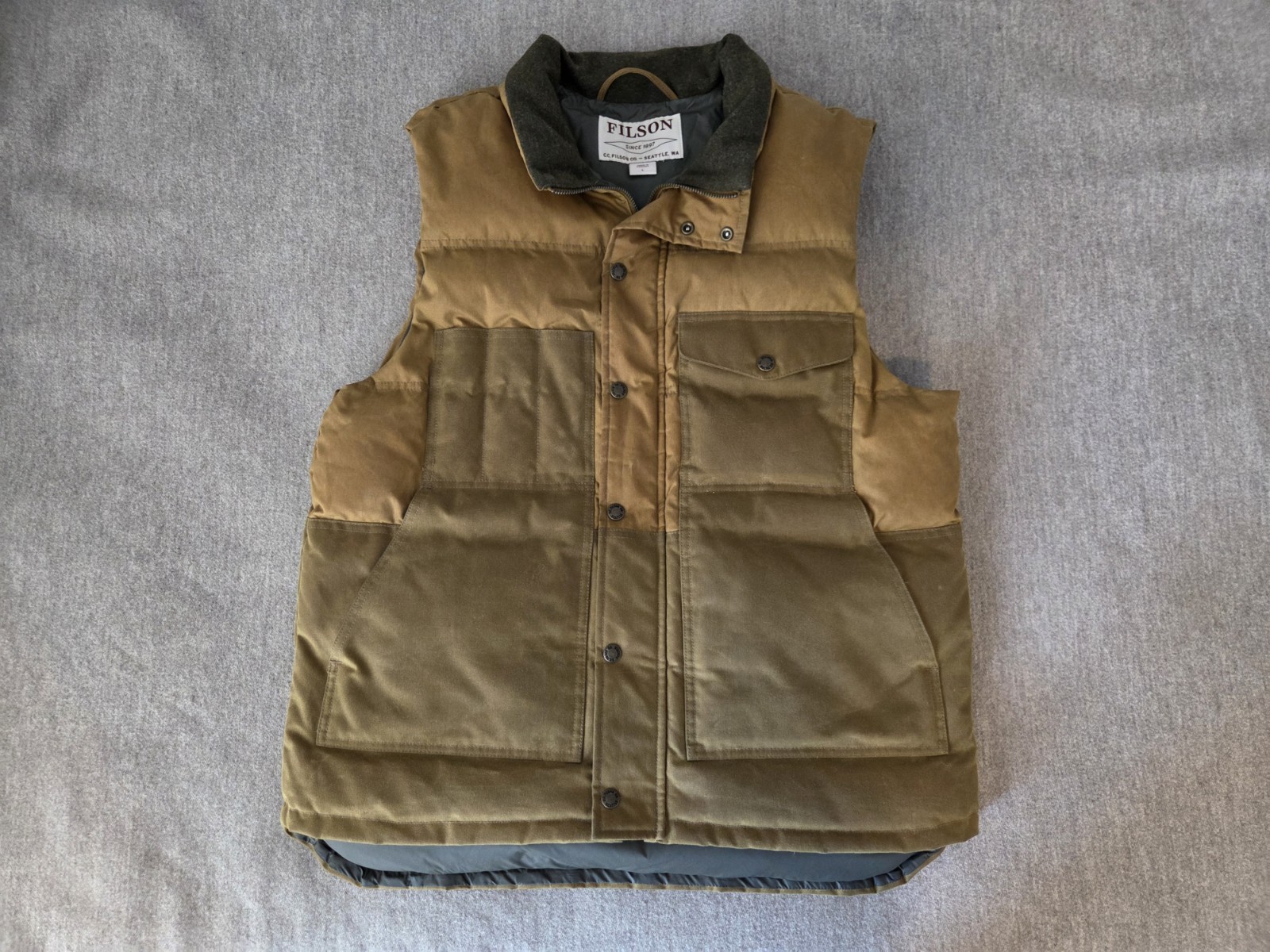 Filson Down Cruiser Vest Dark Tan Large