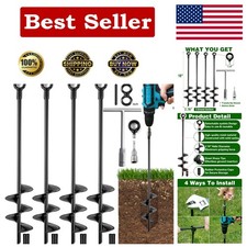 Black Coated Metal Ground Anchors - 18-Inch High Wind Stakes 4 Pack 