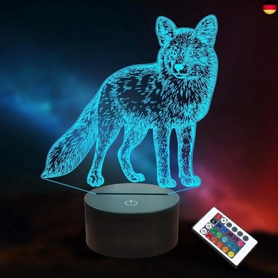 Lightzz Wolf Geschenke für Kinder Mädchen, 3D Lampe Tier LED Illusion N
