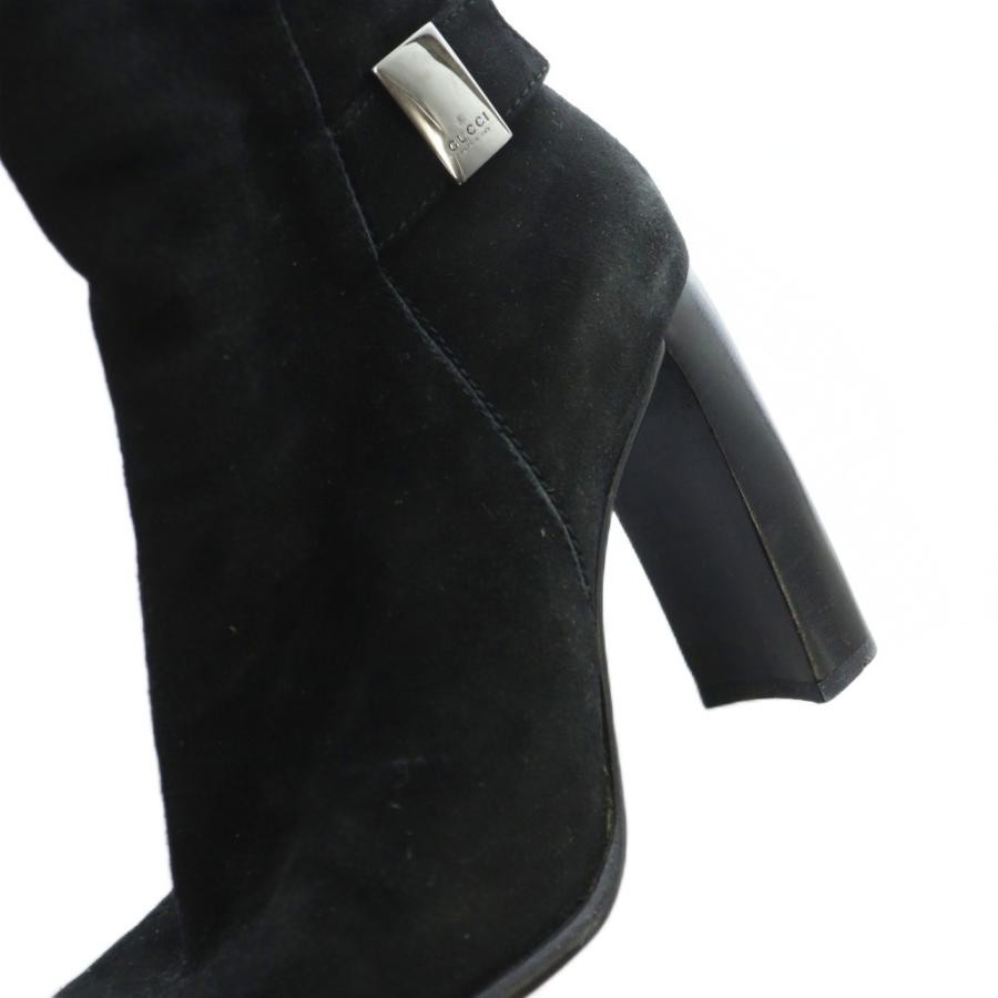 GUCCI Short Square Toe Chunky Heel Suede Boots Size:34.5/JP:21.5 141187K Authen thumbnail 7