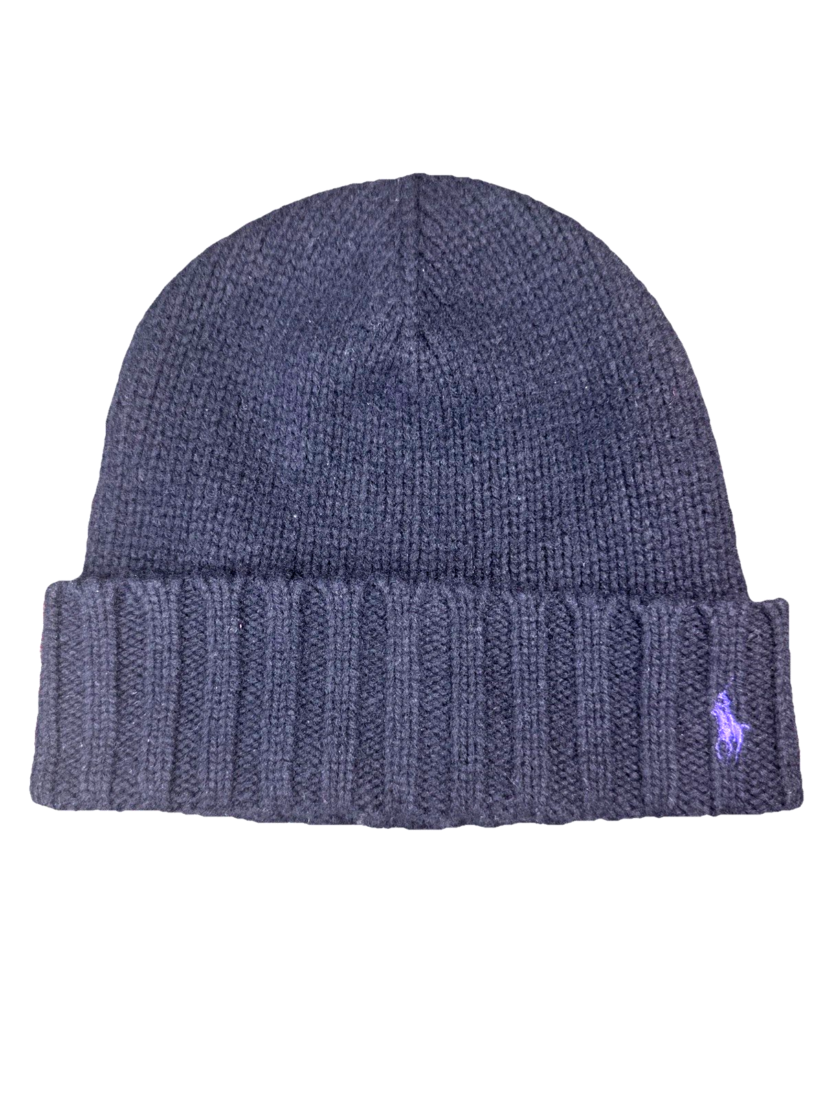 Polo Ralph Lauren cappello berretto aderente uomo piccolo nero lana viola pony ricamato