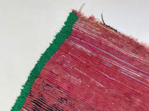 Tappeto marocchino fatto a mano rosso verde 3'x9'4 vintage lana berbera qualsiasi stanza tappeto - Foto 9 di 12