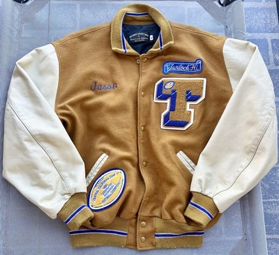 Vtg  1998 Turlock High School Wool Leather Letterman Varsity Jacket Size XL