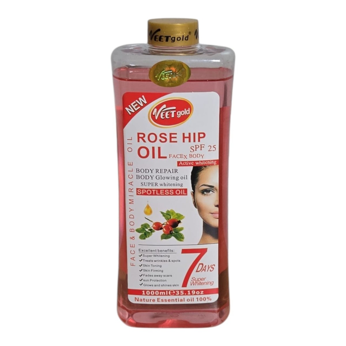 Veet Gold Rose Hip Face Body Repair & Glowing Oil 1000ml Spf 25
