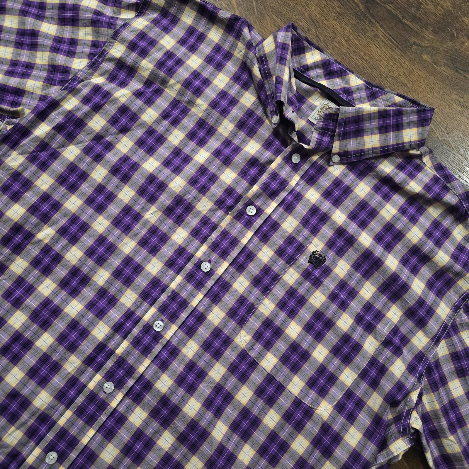 Cinch Shirt Mens Large Purple Plaid Western Button Up Short Sleeve Casual