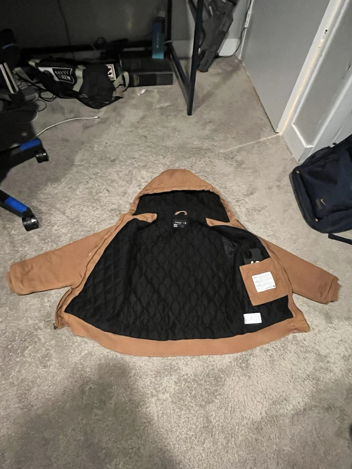 Chaqueta Carhartt Juvenil Talla M Marrón Cálida Forrada de Vellón Cremallera Completa Con Capucha Foto 3 de 3