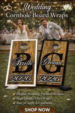 Wedding Cornhole Board Wraps Bride Groom Vinyl Decal Set 24.5x48.5 USA