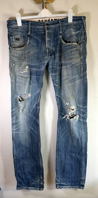 Denham Denim Distressed Ripped Jeans W36/38 Slim Fit Cutter+ Made in Japan Mens