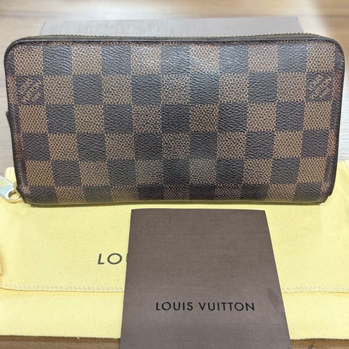 Louis Vuitton Damier Wallet Long Zippy Men Women Excellent From Japan