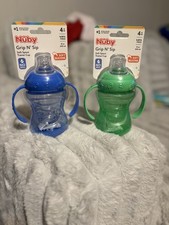Lot Of 2 , Nuby Grip N Sip Trainer Cups With Handles 4 m