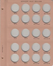 Dansco Album Page 3 - For 8167 Kennedy Half Dollar Coins PDS + Proof 2022 2026