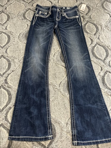 Miss Me Girls Jeans Size 10 JK5014B175 Boot Embellished Stretch Flared Bling - Picture 2 of 7