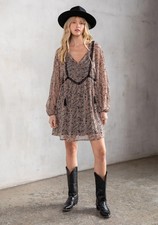 Boho Paisley Mini Festival Dress with Detail + Tassels | Size Medium NWT
