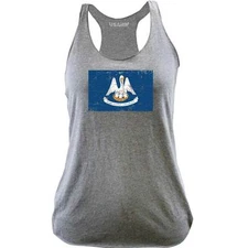 Ladies Louisiana State Flag Distressed Racerback Tank Top
