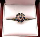 14K Yellow Gold Sapphire & Diamond Tiered Cocktail Ring Size 9 [R244] — photo 1