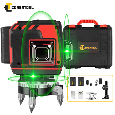 12 Line Laser Level Mit 2x3600mAh Akkus 360° Rotation Linienlaser Wasserwaage