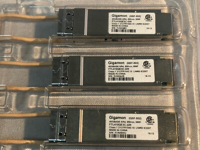 Gigamon 40GBase-SR4 40GBE QSFP+100M 850nmMMF Transceiver FTL410QE3C-GM Lot Of 10