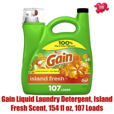 Gain Liquid Laundry Detergent, Happy, 154 fl oz, 107 Loads, HE