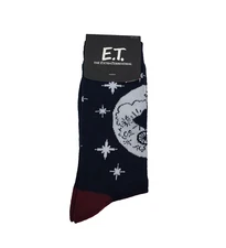 Bioworld Mens Size 10-13 Universal ET Black Graphic Novelty Crew Socks