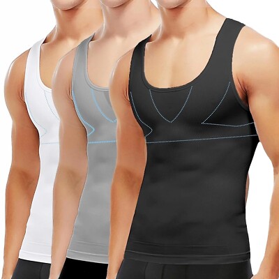 Mens Compression Shirts Gynecomastia Moobs Tummy Control Body Shapewear Tank Top