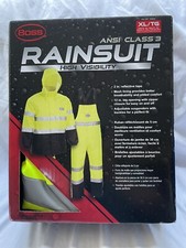 Boss Rainsuit ANSI Class 3 High Visibility Sz XL/TG Yellow Reflective
