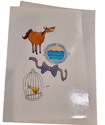Vintage Hallmark Greeting Card merci beaucoup~ Mare Sea Bow Coo~  play on words