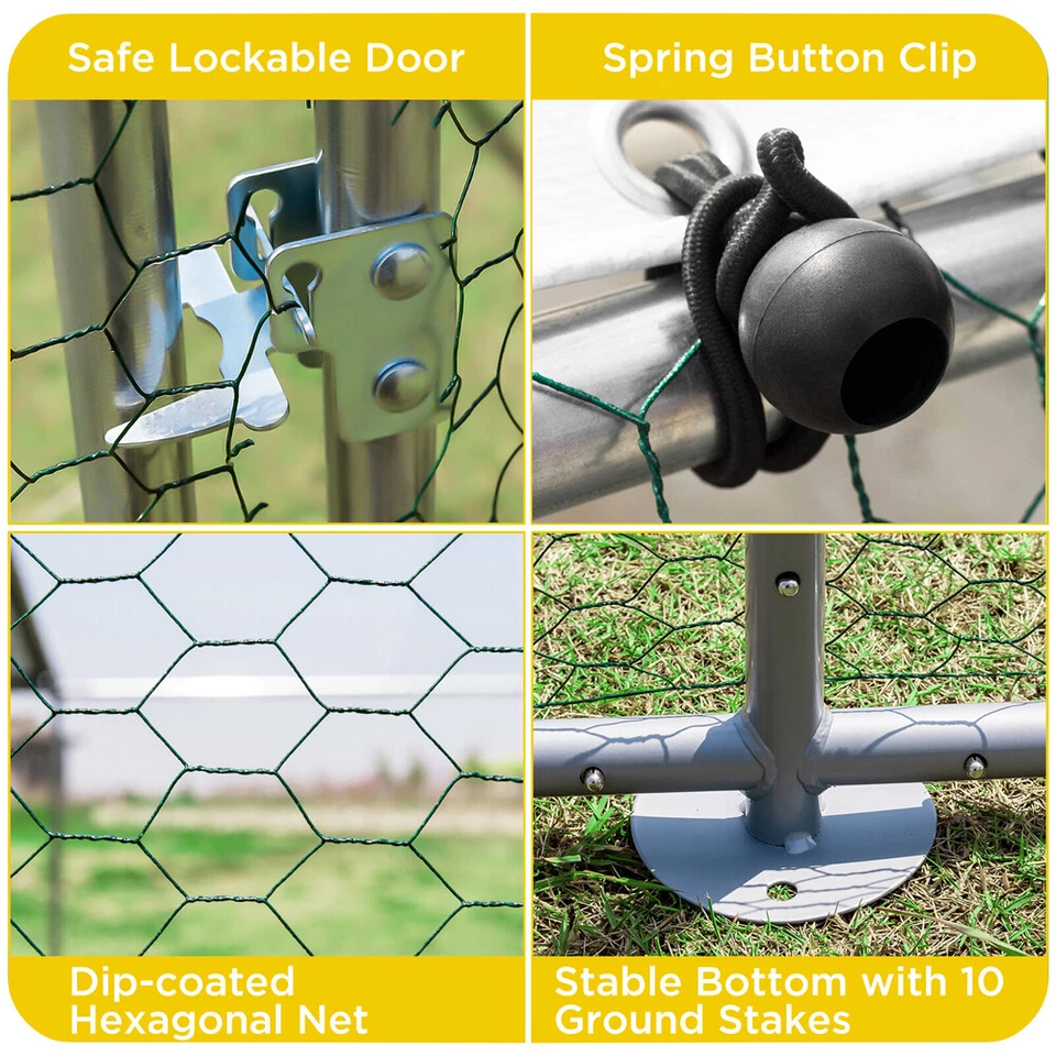 2/4/6M x 3M Large Metal Walk-in Chicken Coop Rabbit Hutch Ferret Cage Hen House - image 4 of 4