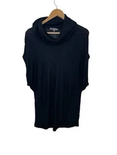 Twenty One Womens Cowl Neck Pullover Sweater Top Short Sleeve Black Size Large