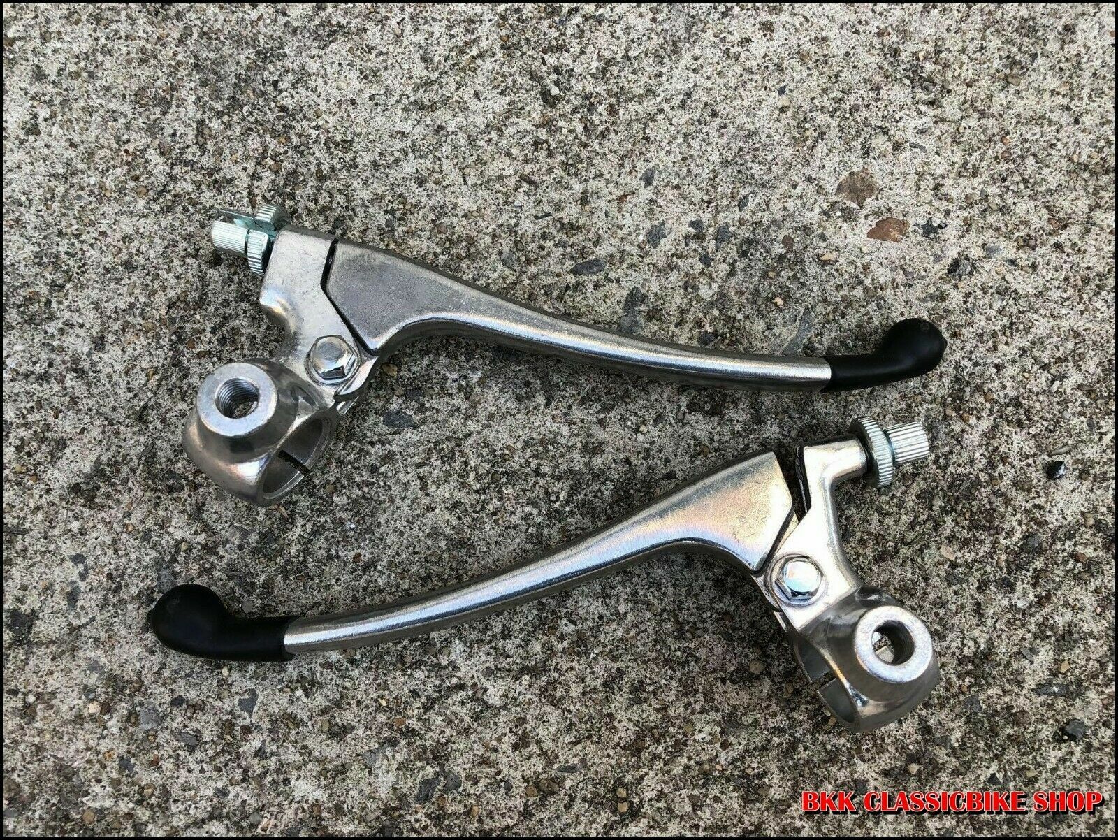 Vintage Motorcycle Clutch &amp; Brake Yoke Levers Finished In Chrome Fit 7/8" Handlebars - Controls From Classic Bike Parts Cheshire UK