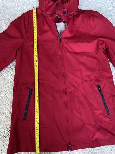 Mulberry Street Women’s Long Coat Jacket Red With Plaid Accents Full Zip Size S - Picture 9 of 12