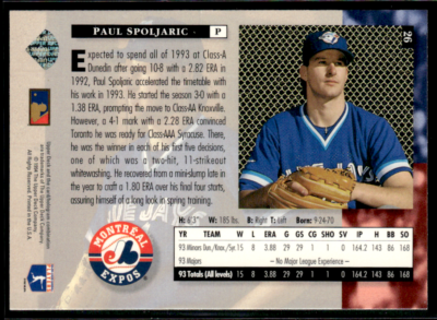 1994 Upper Deck Star Rookies #26 Paul Spoljaric Blue Jays | eBay