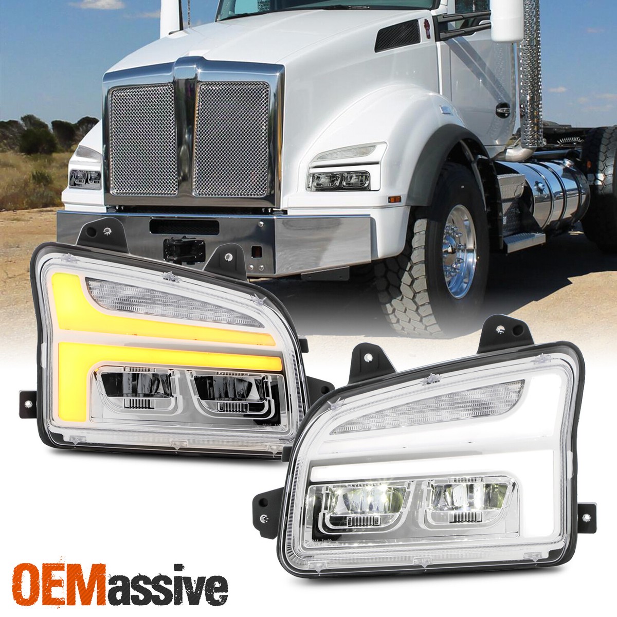 For 2019-Up Kenworth T880 Class 8 [Full LED] DRL Switchback