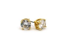 New Clear Round Cubic Zirconia Stud Pierced Plated Fashion Earrings 4-12mm CZR