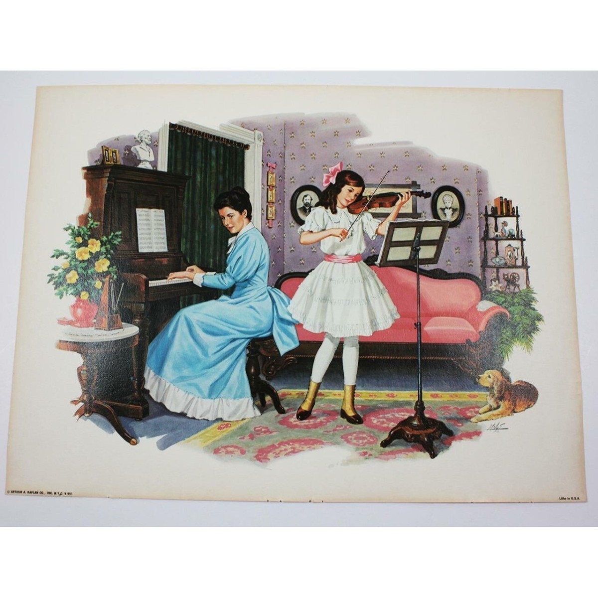 アート・デザイン・音楽 A collection of Antique print in Europe Vintage Arthur A Kaplan Co NYC Litho in U.S.A. Print Music