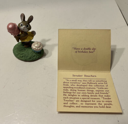 Vtg Hallmark Tender Touches Bunny With Ice Cream “A Double Dip Of Birthday Fun” - Picture 1 of 12