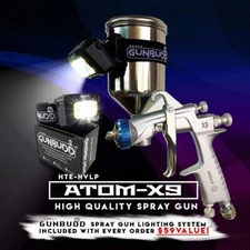 ATOM Mini X9  Spray Gun –Pro Tool With Free GUNBUDD ULTRA LIGHTING SYSTEM!
