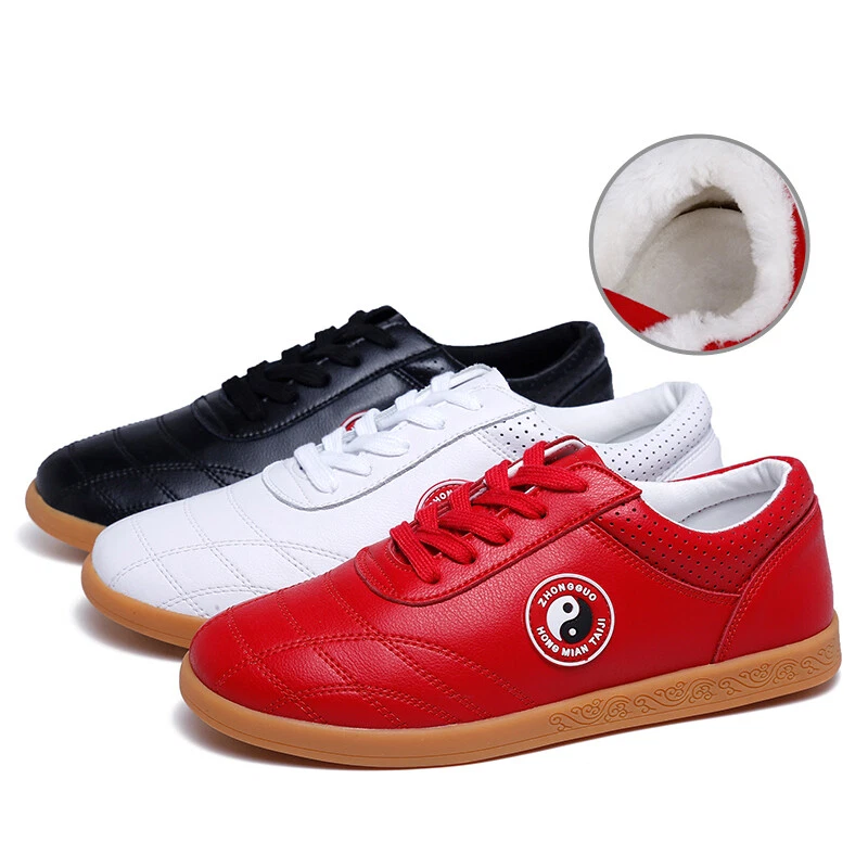 Sapatos de couro genuíno Kung Fu Tai Chi sapatos de arte marcial tênis esportivo Wushu - Imagem 2 de 4