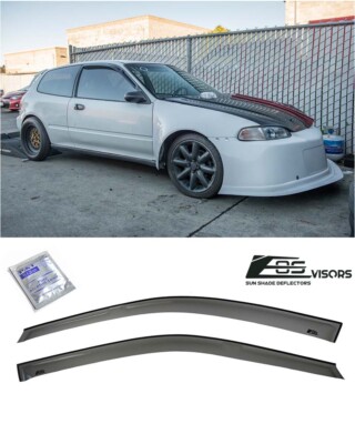 For 92-95 Honda Civic Hatchback | Smoke Tinted Side Window Visors Rain Guards