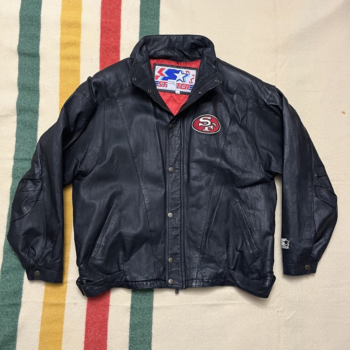 NFL サンフランシスコ 49ers レザージャケット SAN FRANCISCO 49ERS NINERS STARTER GENUINE LEATHER JACKET