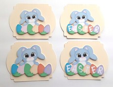 Easter Bunny Colored Eggs Dimensional Card front Scrapbook Embellishment cf157