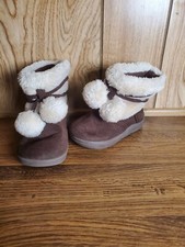 Toddler Girl's Faux Fur Brown Winter Boots, Size 4 USA , Cozy and Warm