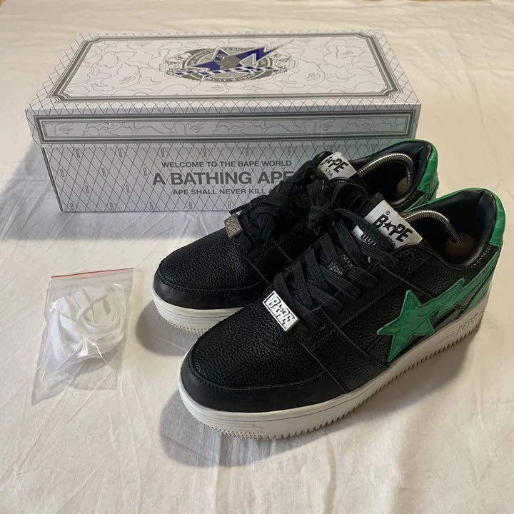 A BATHING APE x GUNNA Bapesta Sneaker Shoes Black Low US8 Used from Japan