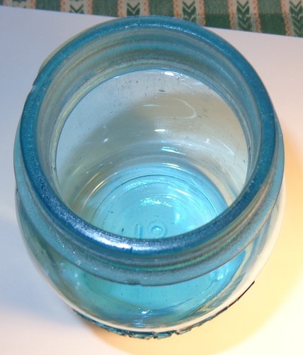 Difícil de encontrar tarro de conservas vintage antiguo #13 bola azul vidrio perfecto cuarto de galón de albañil 1923-1933 - Imagen 7 de 15