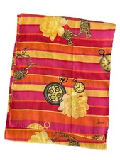 Honey Scarf Silk 10x50 Vibrant Colors Floral Striped Watches Gold Bits Japan