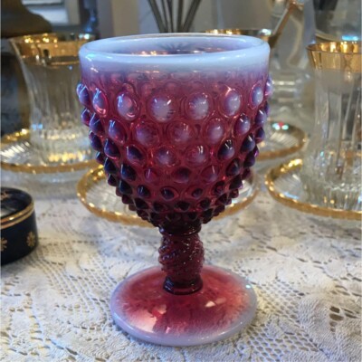 幻！Antique　50's　Fentonプラムオパールセント　ゴブレットUSA 幻！Antique 50's Fentonプラムオパールセント ゴブレットUSA 幻