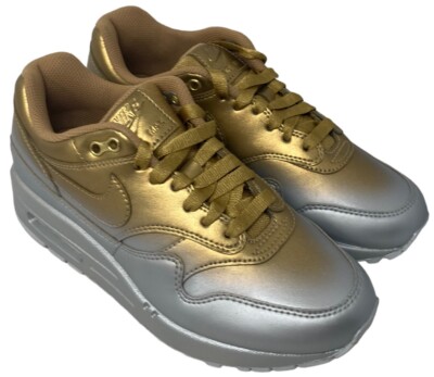 New! Nike Air Max 1 LX Women's Size 5.5 US Gold Silver Sneakers