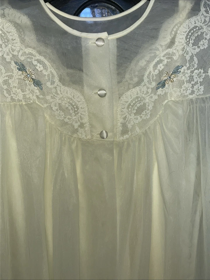 De colección. Bata Peignoir Shadowline Amarilla Doble Capa Gasa Años 60, Vestido Talla Pequeña Foto 4 de 4