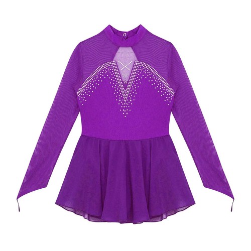 Niños Niñas Vestido de Patinaje Mangas Largas Gimnasia Ballet Leotardo Vestido Prendas de Baile - Imagen 40 de 58